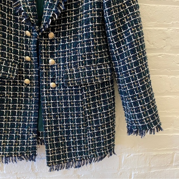 Rino & Pelle || Double Breasted Tweed Blazer Green Black Gold 40 US 8 - Picture 2 of 7